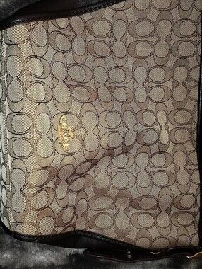 Coach Signature Canvas Tote in Tan with Brown Trim